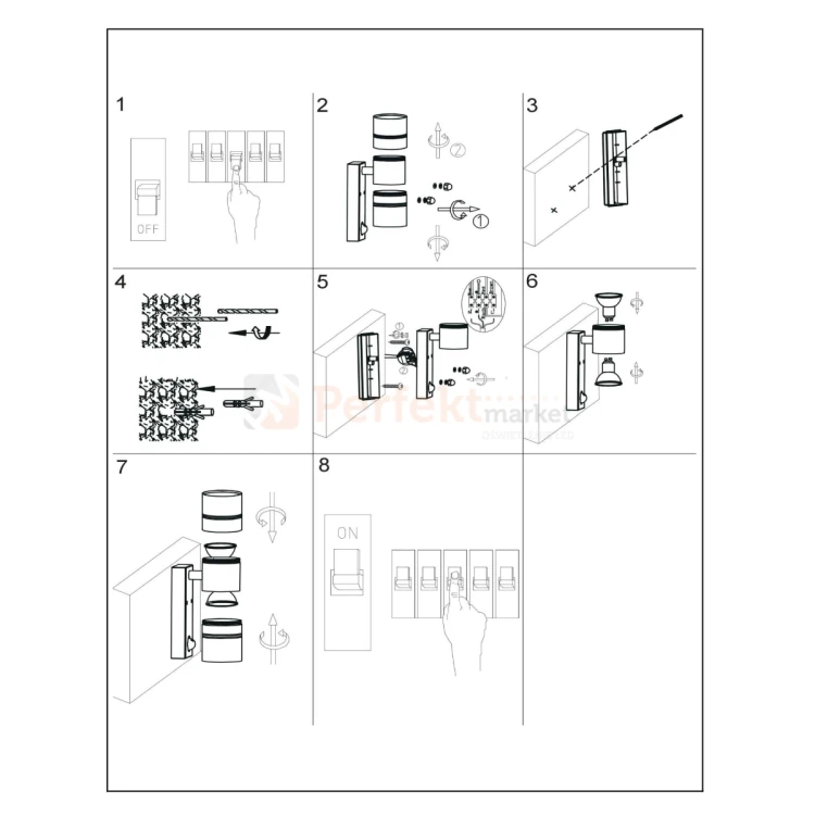 ARNE LED kinkiet ścienny zewnętrzny z czujnikiem ruchu srebrny GU10 IP44 montaż perfektmarket.webp