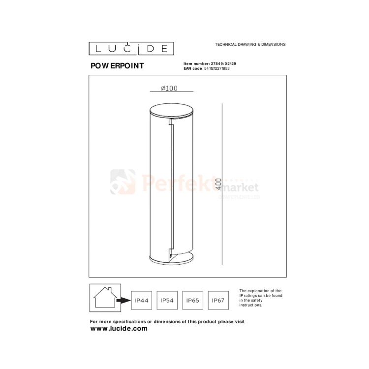Słupek ogrodowy z gniazdami POWERPOINT 2x230V IP44 antracyt 1 perfektmwrket.webp
