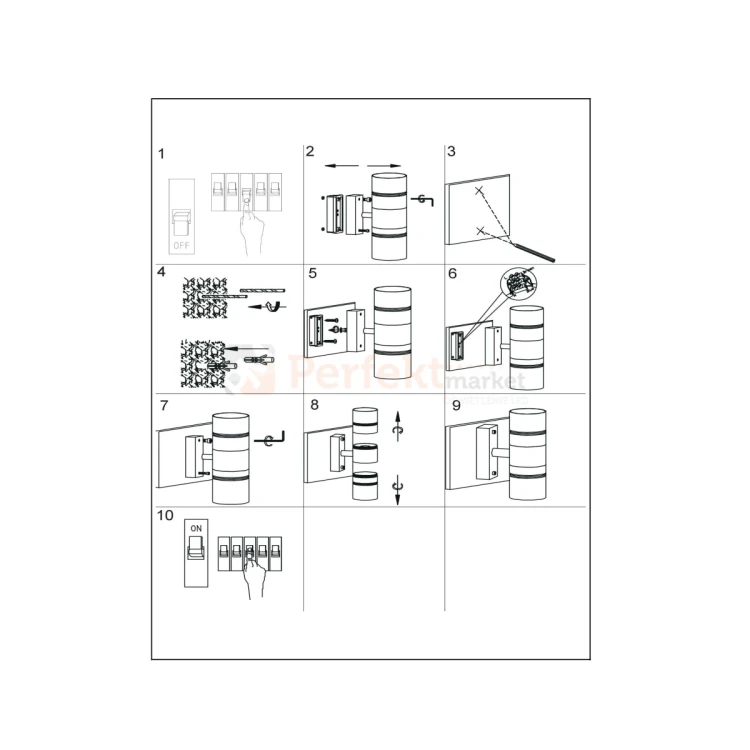 ARNE LED kinkiet ścienny zewnętrzny góra dół GU10 IP44 LUCIDE montaż perfektmarket.webp