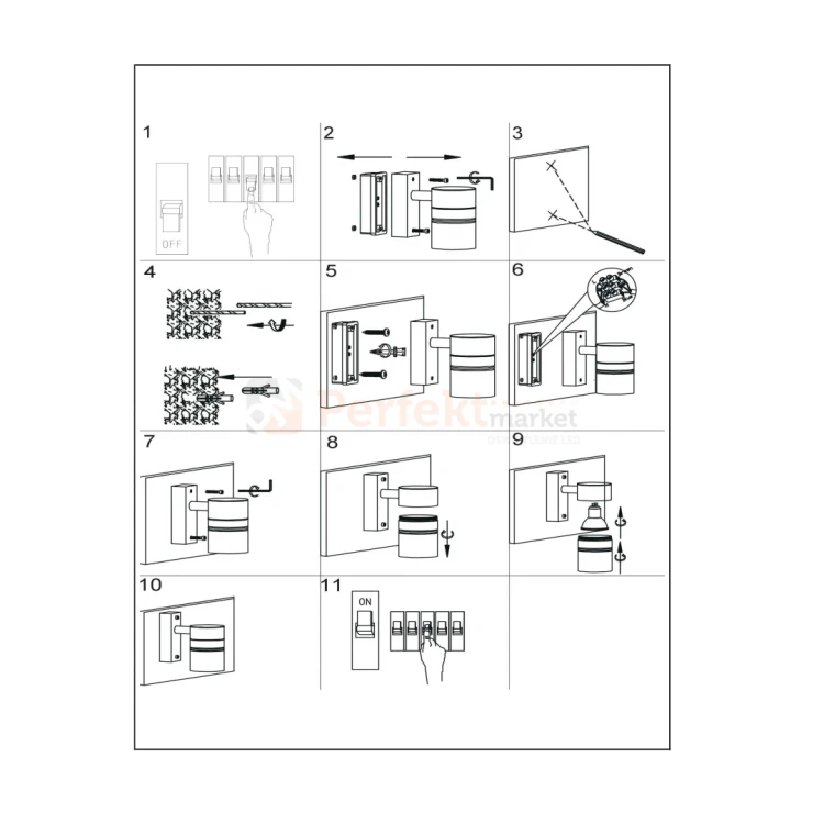 ARNE LED kinkiet ścienny zewnętrzny świecący do dołu czarny GU10 IP44 LUCIDE montaż perfektmarket.webp