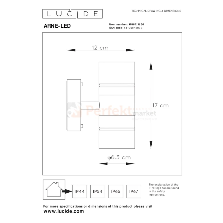 ARNE LED kinkiet ścienny zewnętrzny góra dół GU10 IP44 LUCIDE 3 perfektmarket.webp
