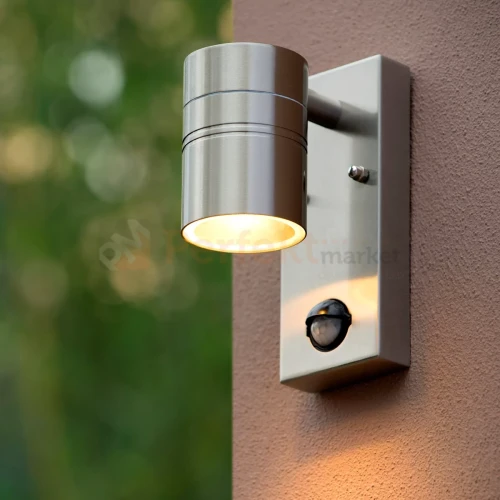 ARNE LED kinkiet ścienny zewnętrzny z czujnikiem ruchu srebrny 1xGU10 IP44 3 perfektmarket.webp