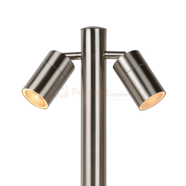 Lampa zewnętrzna stojąca słupek ogrodowy podwójny ARNE LED 2xGU10 2700K 5W IP44 srebrny 1 perfektmarket.webp