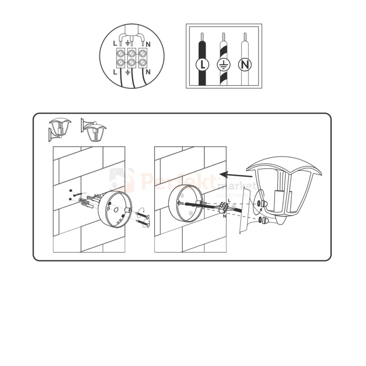 lampa zewnętrzna klasyczna kinkiet IGMA IP44 czarna montaż perfektmarket.webp