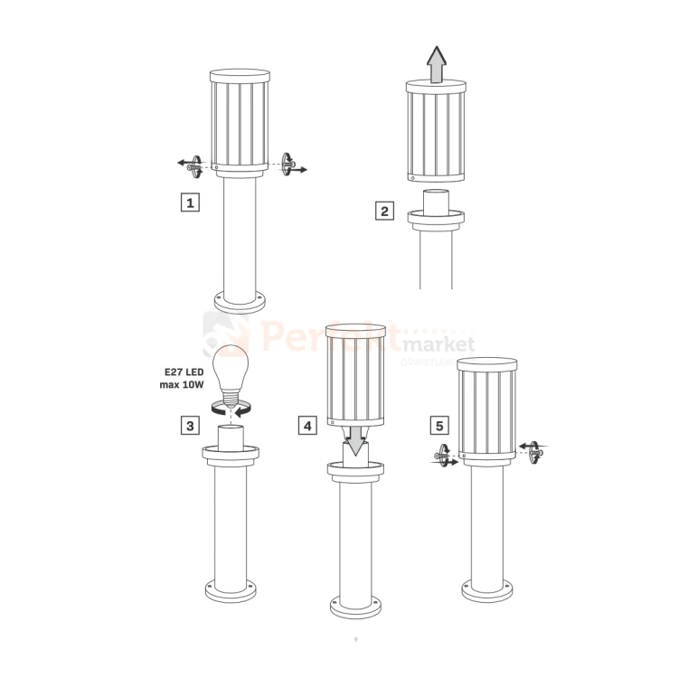 oprawa zewnętrzna klasyczna stojąca FIORD E27 montaż perfektmarket.webp