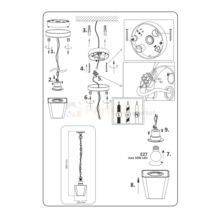 lampa wisząca zewnętrzna ogrodowa na taraz GIZA loft klasyczna montaż Perfekt Market.webp