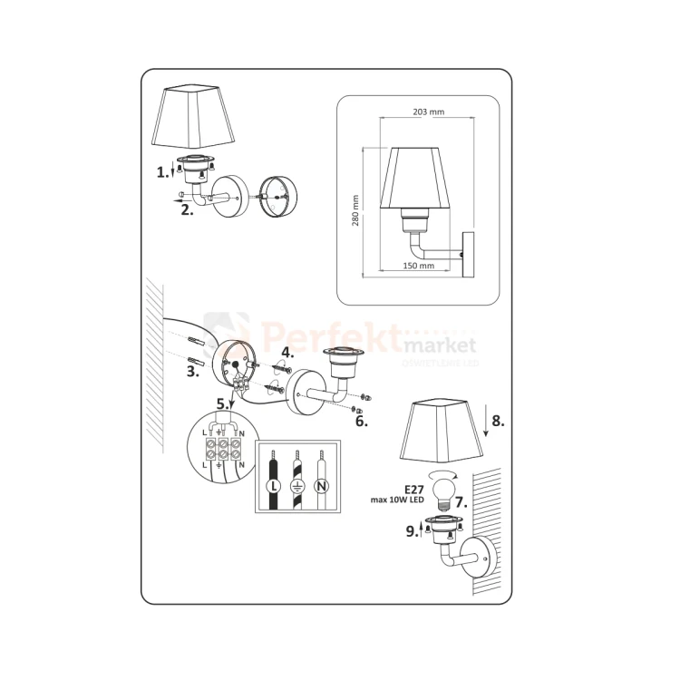 Kinkiet Giza ogrodowy zewnętrzny z kloszem GOLDLux 312259 montaż perfektmarket.webp