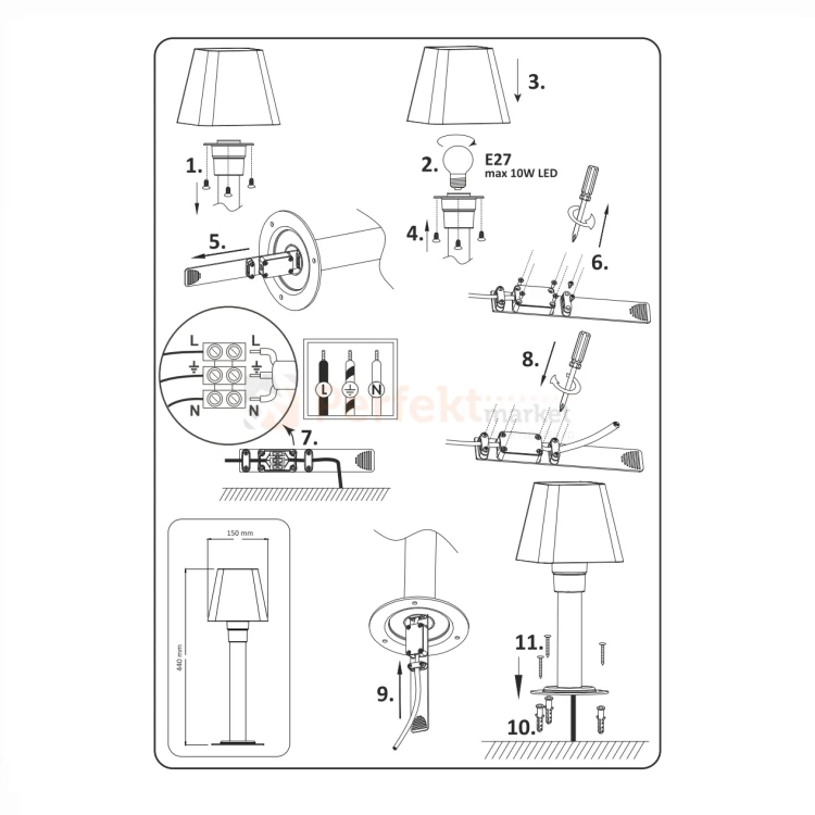 Lampa Giza stojąca ogrodowa zewnętrzna z kloszem 44cm GOLDLux 312273 montaż perfektmarket.webp