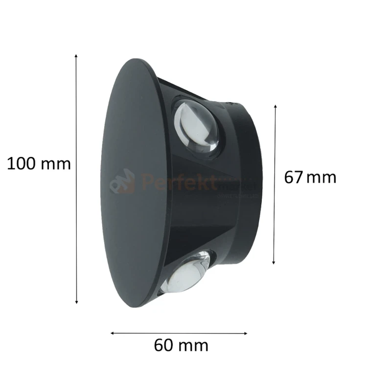 Kinkiet ścienny zewnętrzny LED ARENA 4 strony 4000K 4x1W czarny wymiary perfektmarket.webp