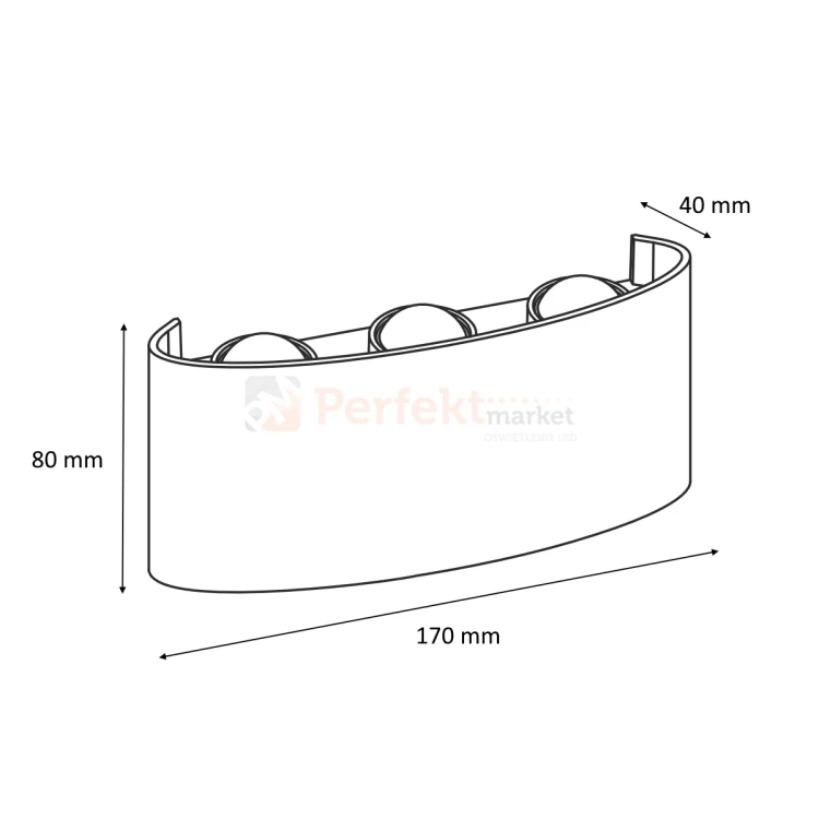 Kinkiet ścienny zewnętrzny LED PICTO 6x1W IP54 czarny wymiary perfektmarket.webp