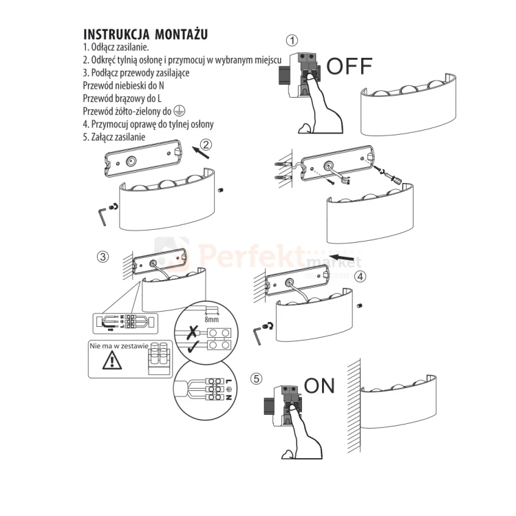 Kinkiet ścienny zewnętrzny LED PICTO 6x1W IP54 czarny montaż perfektmarket.webp