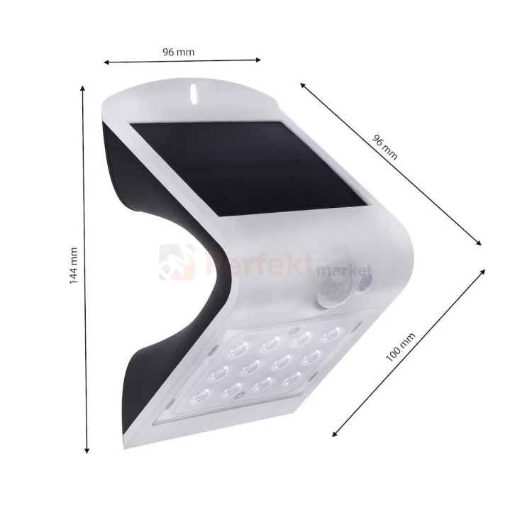 Lampa solarna kinkiet LED z czujnikiem Butterfly biały 1,5W EKO8817 wymiar perfektmarket.webp