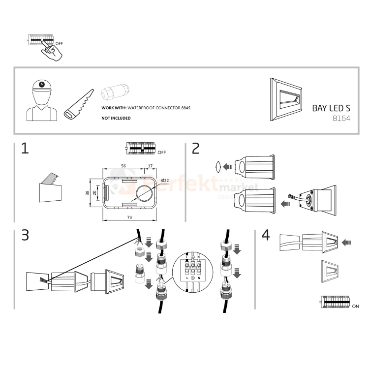 bay S LED oprawa przyschodowa wpuszczana Nowodvorski perfektmarket montaż.webp