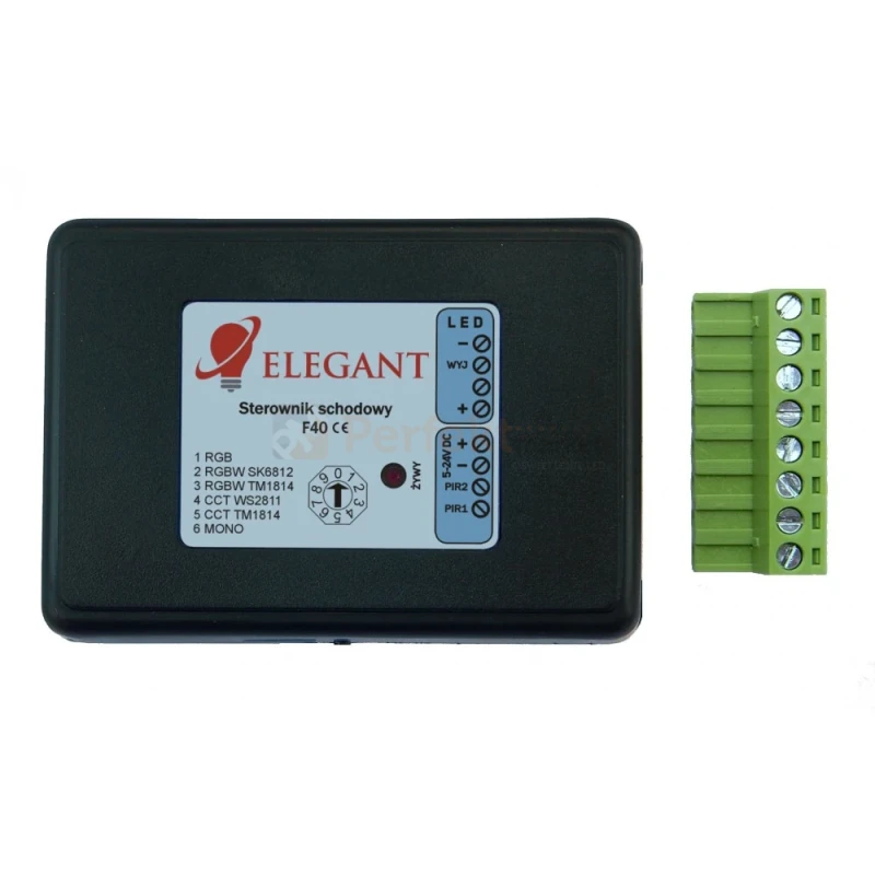 sterownik schodowy do taśm LED cyfrowych 6w1 5-24V uniwersalny ELEGANT FS40 schemat podłączenia perfektmarket.webp