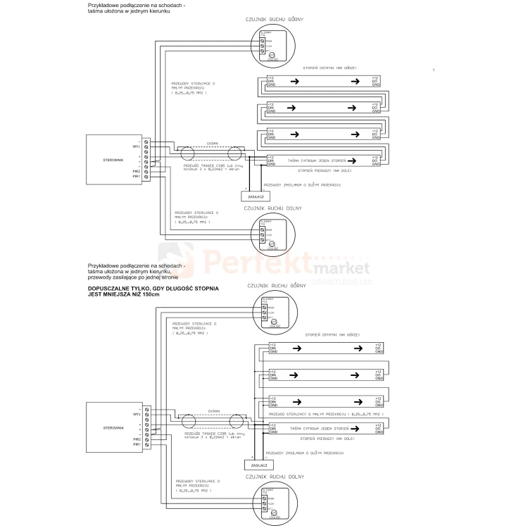 sterownik schodowy do taśm LED cyfrowych 6w1 5-24V uniwersalny ELEGANT FS40 schemat podłączenia 1 perfektmarket.webp