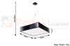 nowoczesna lampa wisząca sufitowa kwadratowa LED HORUS 45 czarna - wymiary