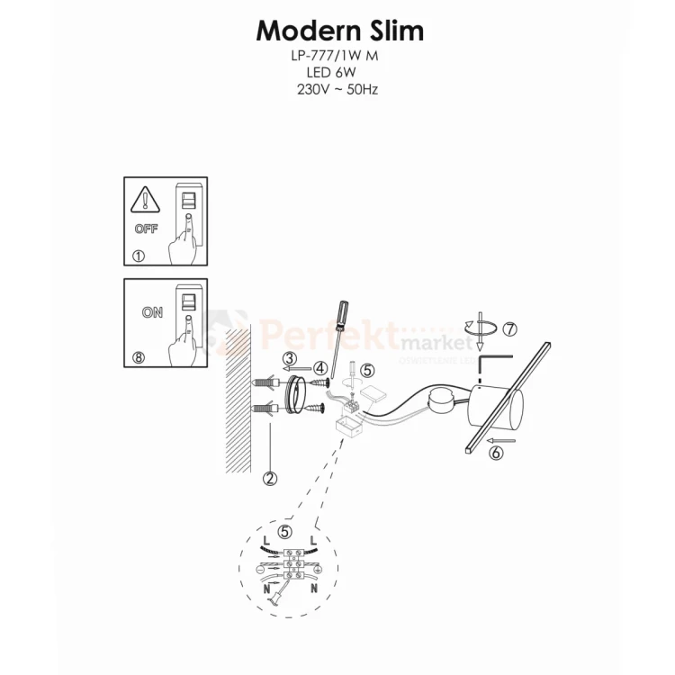 Modern slim L kinkiet 60cm złoty 3000K LP-777_1W L GD Light Prestige perfektmarket.webp