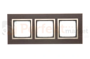 Ramka 3 - krotna Simon 54 Nature metalowa ZŁOTE WENGE DRN3/85