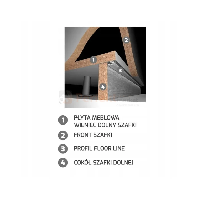Profil do taśm LED wieńcowy nakładany FLOOR LINE srebrny z kloszem perfektmarket (2).webp
