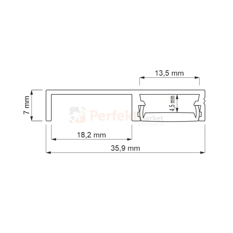 Profil do taśm LED wieńcowy nakładany FLOOR LINE srebrny z kloszem perfektmarket (4).webp