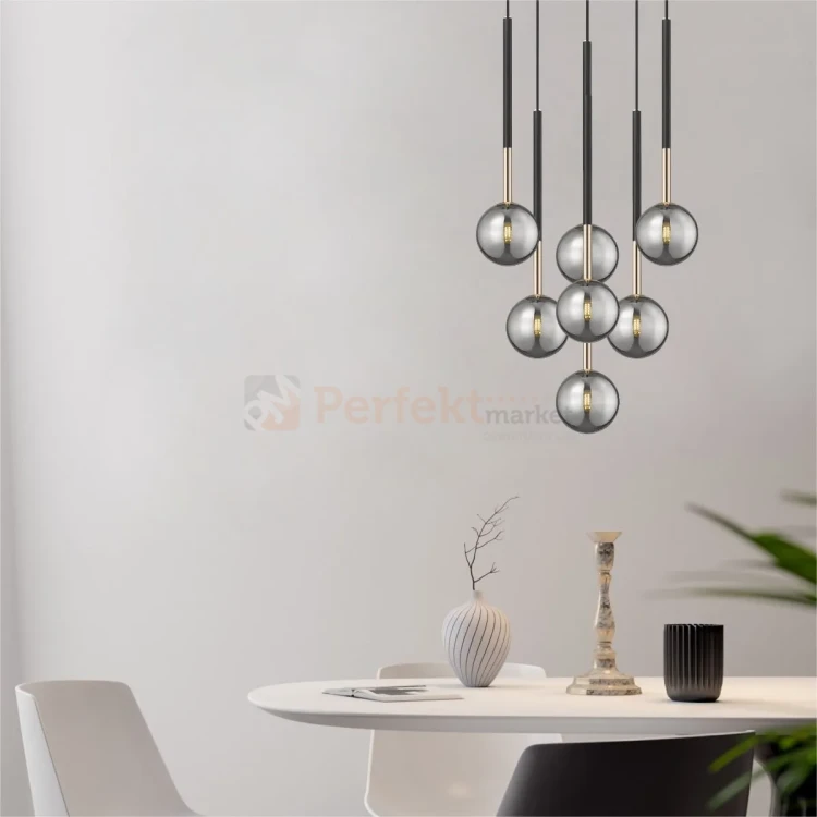 Lampa wisząca ARCTURUS czarno złota szklane kule Zuma Line P0574-07F-SDFZ perfektmarket.webp