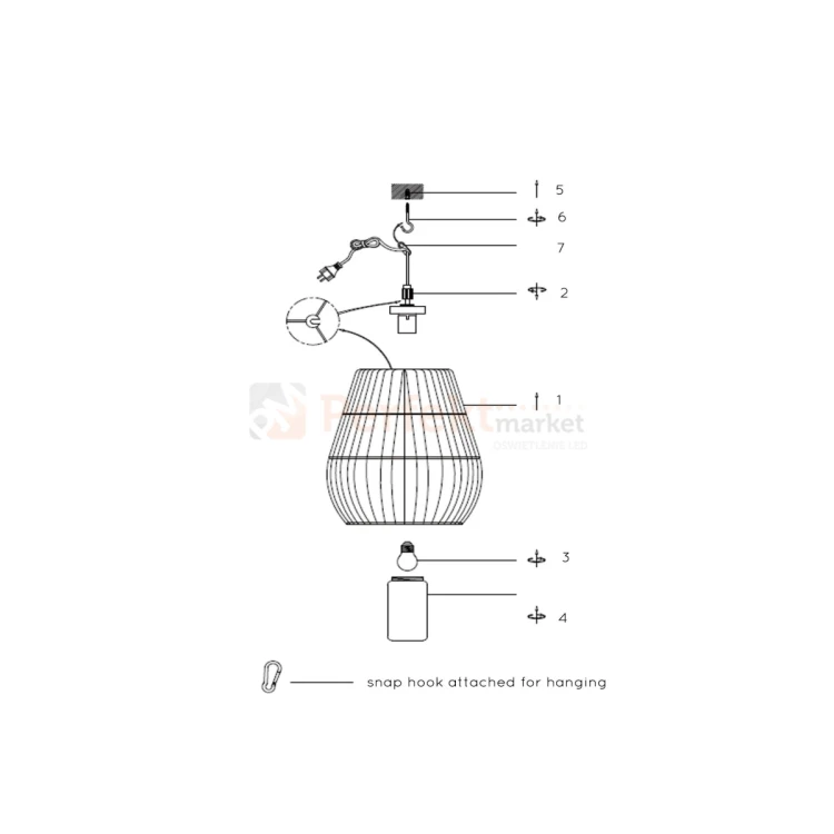 lampa wisząca zewnętrzna boho rattanowa NERIDA IP44 LUCIDE montaż perfektmarket.webp