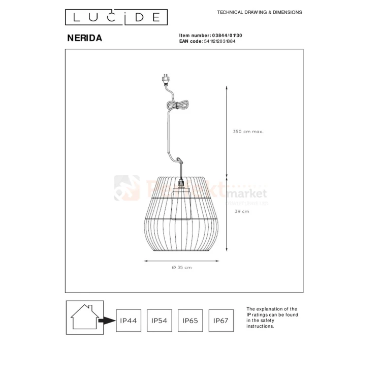 lampa wisząca zewnętrzna boho czarna NERIDA IP44 LUCIDE wymiary perfektmarket.webp