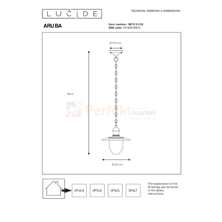 Lampa wisząca zewnętrzna na taras klasyczna ARUBA E27 czarna IP44 perfektmarket (3).webp