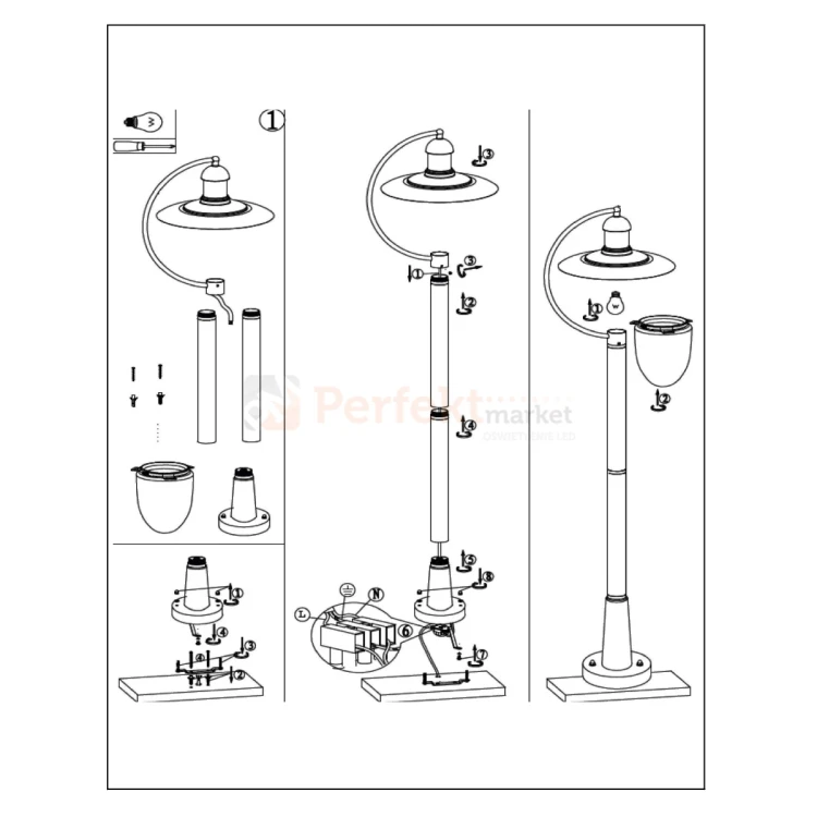 Lampa stojąca ogrodowa zewnętrzna klasyczna ARUBA E27 czarna IP44 perfektmarket (6).webp