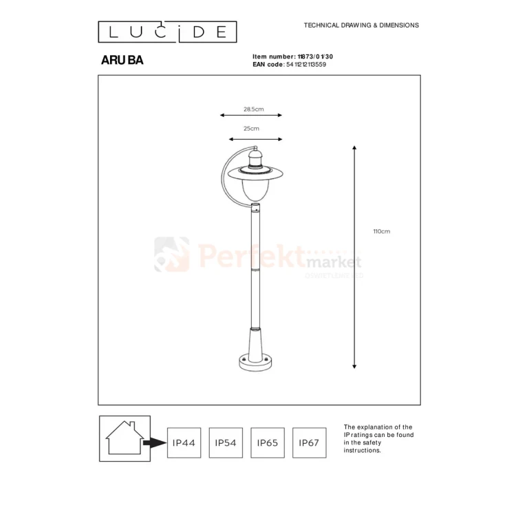 Lampa stojąca ogrodowa zewnętrzna klasyczna ARUBA E27 czarna IP44 perfektmarket (3).webp