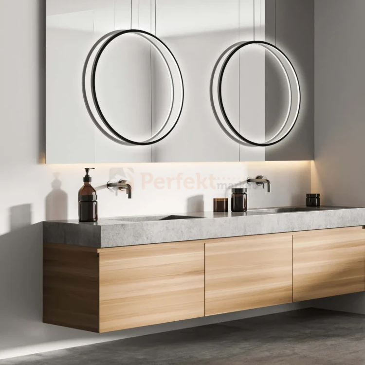 Mirror wisząca okrągły ring L 90mc duża czarna IP44 CCT light prestige perfektmarket (6).webp