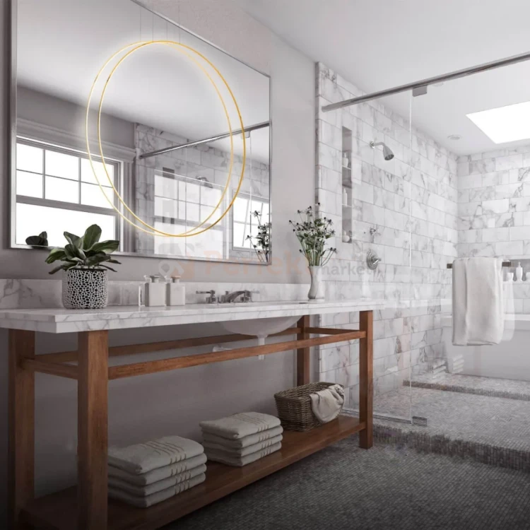Lampa wisząca Mirror wisząca okrągły ring L 90 cm duża biała IP44 CCT light prestige  perfektmarket (8).webp