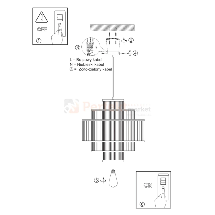 Lampa wisząca Stella rattanowa boho 1xE27 Light Prestige perfektmarket (10).webp