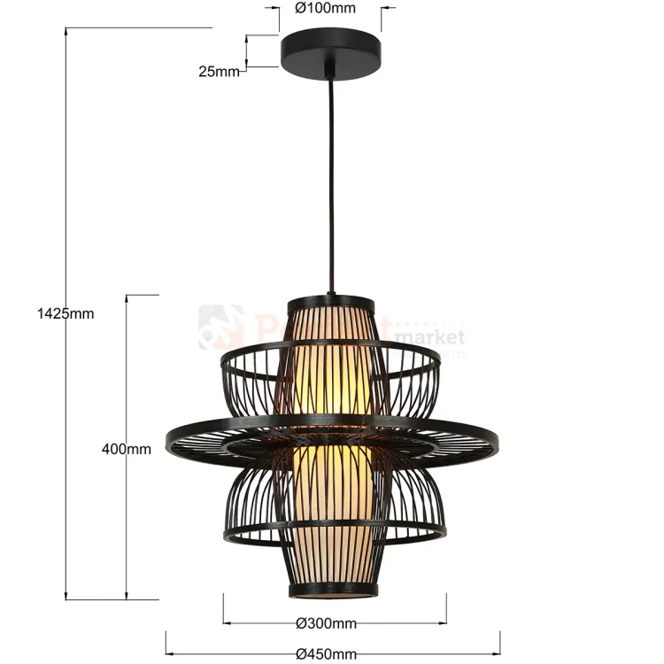 Lampa wisząca Astra rattanowa boho czarna 1xE27 Light Prestige perfektmarket (1).webp