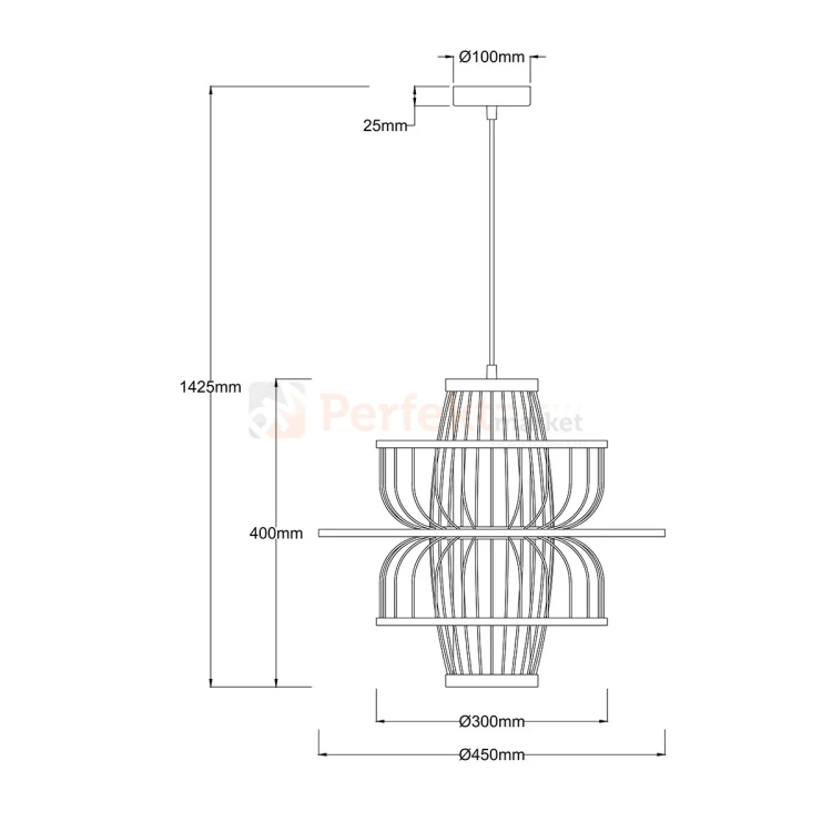 Lampa wisząca Astra rattanowa boho czarna 1xE27 Light Prestige perfektmarket.webp