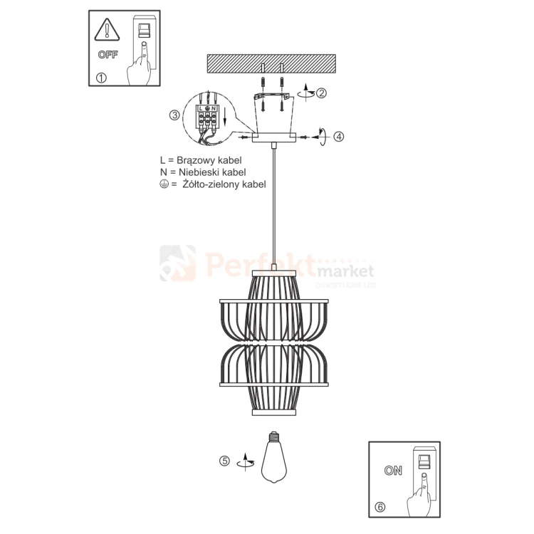 Lampa wisząca Astra rattanowa boho 1xE27 Light Prestige perfektmarket (10).webp