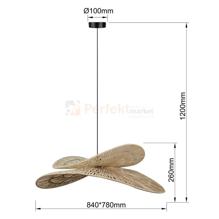 Lampa wisząca Raya rattanowa boho kapelusz 1xE27 Light Prestige LP-2704-1P NT perfektmarket (4).webp