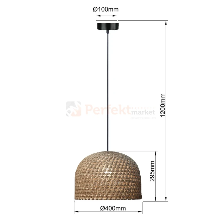 Lampa wisząca Kanso 40cm rattanowa boho 1xE27 Light Prestige LP-2025_1P 40 cm perfektmarket.webp