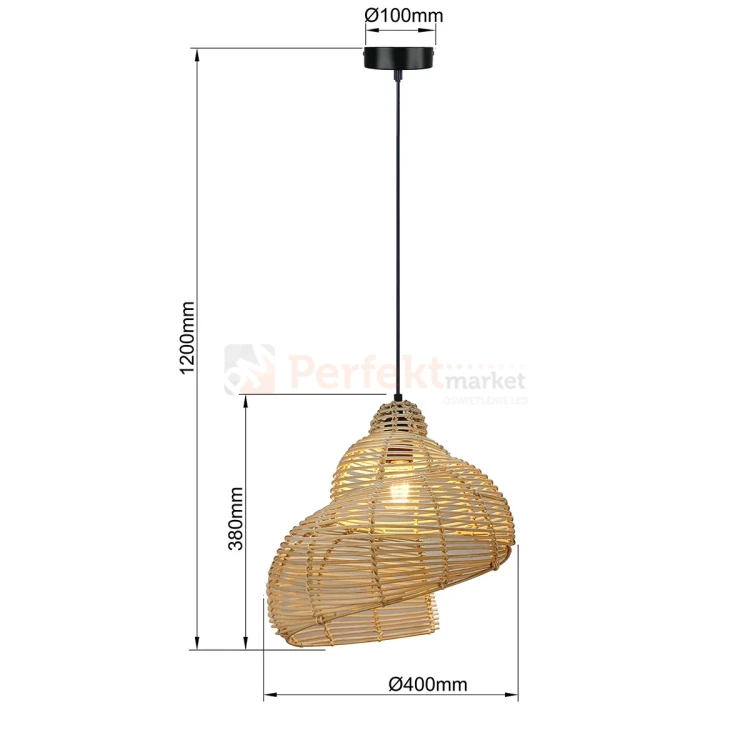 Lampa wisząca Shella 40cm rattanowa boho 1xE27 Light Prestige lp-1806_1p 40cm perfektmarket.webp