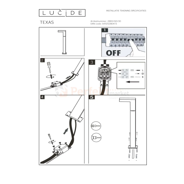 Lampa zewnętrzna stojąca słupek ogrodowy TEXAS IP54 antracyt perfektmarket montaż.webp