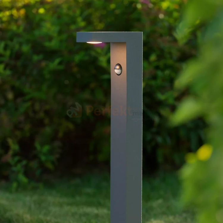 Lampa zewnętrzna stojąca słupek ogrodowy z czujnikiem PIR TEXAS IP54 3000K 60 cm antracyt perfektmarket 1.webp