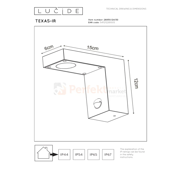 Kinkiet zewnętrzny z czujnikiem ruchu TEXAS IP54 3000K antracyt  (2).webp