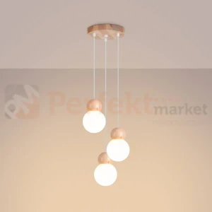 Lampa wisząca PEKKA 3 naturalne drewno Sollux SL.1391