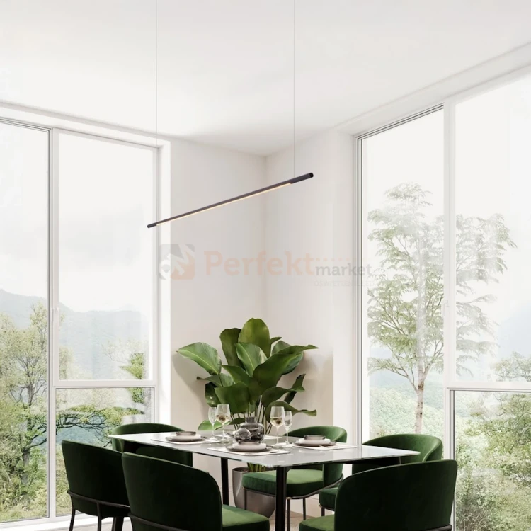 Czarna lampa wisząca liniowa tuba MONTERZO LE45454 120cm 20W CCT perfektmarket.webp