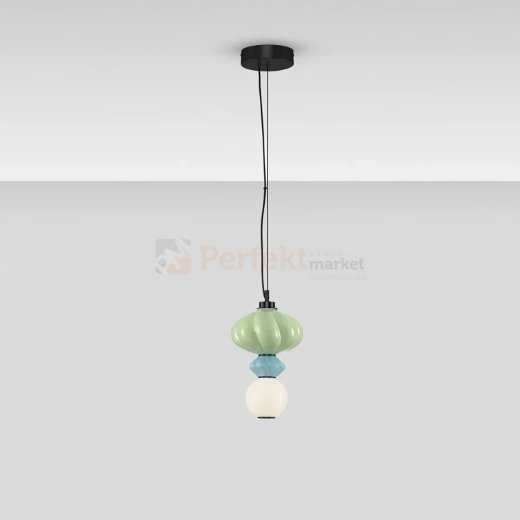 Lampa wisząca LED CASURNO retro szkło zielona niebieska Luces Exclusivas LE45220 perfektmarket.webp