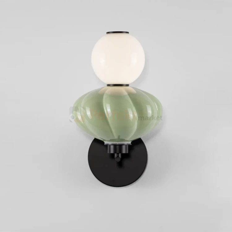 Kinkiet LED LED CASURNO retro szkło biało zielona Luces Exclusivas LE45226 perfektmarket.webp