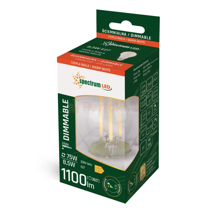 Żarówka LED E27 8.5W filament COG 2700K ściemnialna perfektmarket.webp