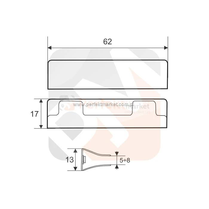 Klips LED do półek szklanych stal perfektmarket oswietlenie meblowe KL-STAL-3528 wymiary
