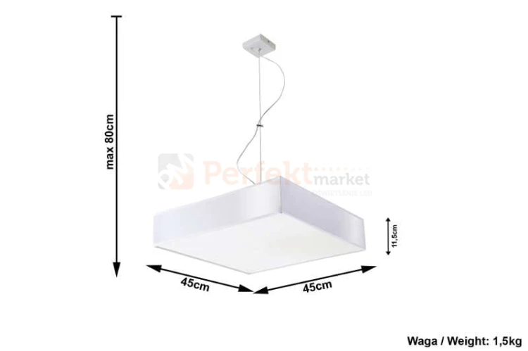 nowoczesna lampa minimal perfektmarket design wisząca sufitowa kwadratowa LED HORUS 45 biała wymiary.jpg