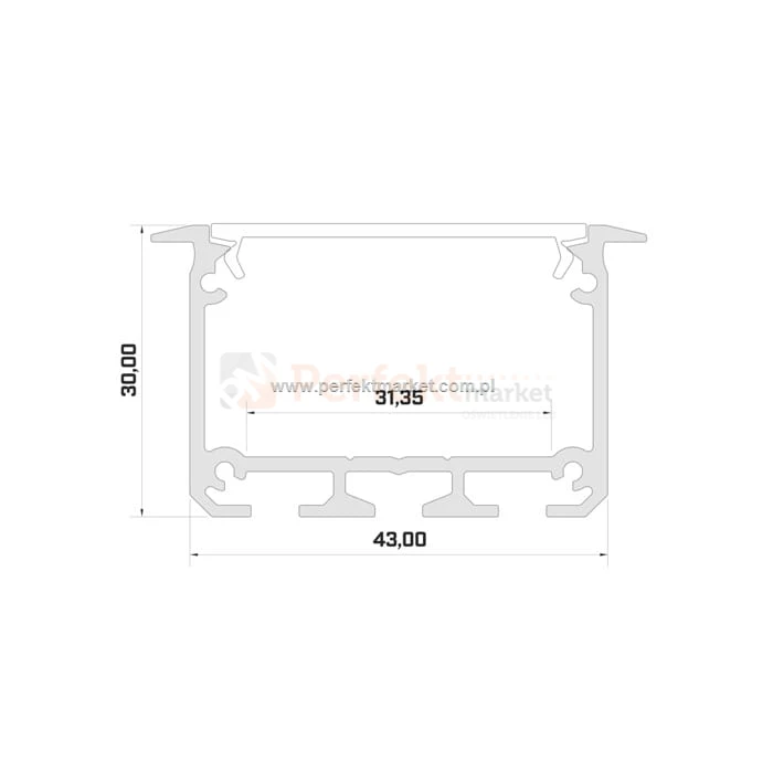 Profil do taśm LED lamp Inso srebrny 2 mb  LUMINES-INSO2-S perfektmarket sklep
wymiary